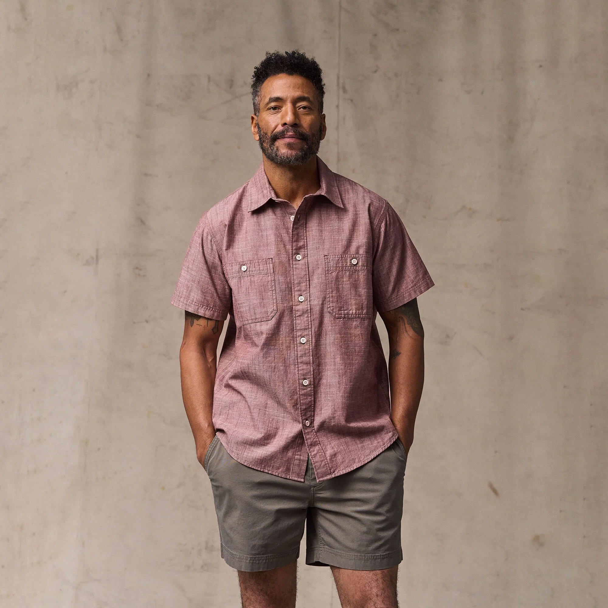 SHORT SLEEVE CHAMBRAY SHIRT - Image 5